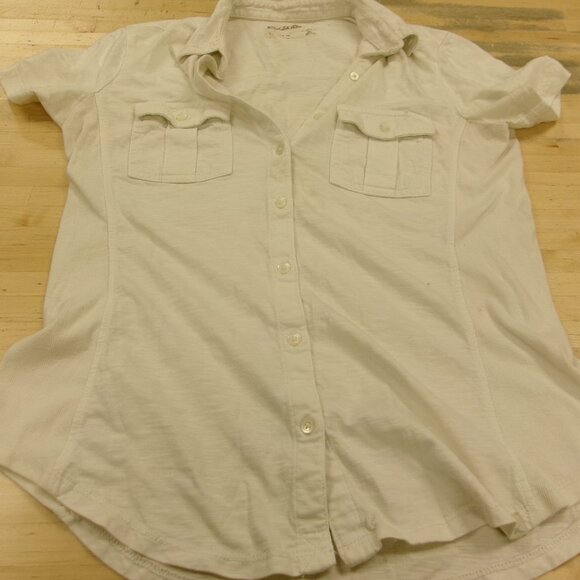 Eddie Bauer Outdoor Womens Short Sleeve Button Down Pocket Shirt White Sz Medium - Picture 1 of 15